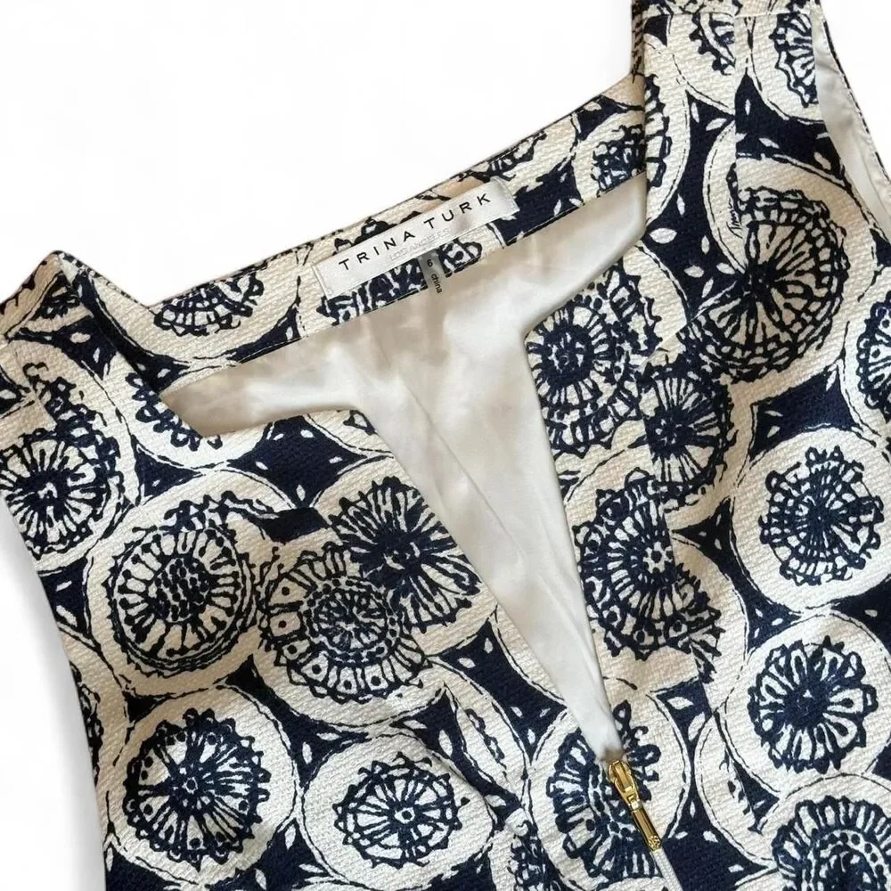 Trina Turk Kindle Dress (Retail $348) Cotton Blend Size 6 - Picture 2 of 8